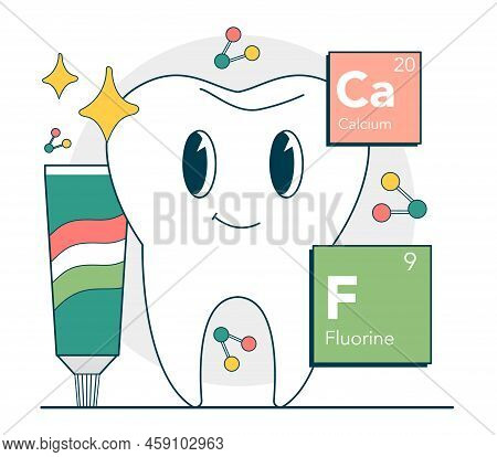 Healthy Strong Tooth. Calcium And Fluor Protection. Dental Care