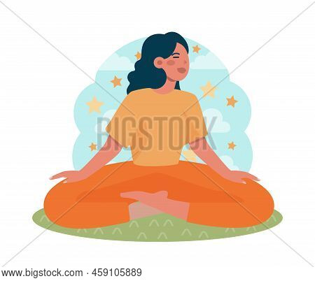 Happy And Calm Character. Idea Of Heart And Mind Harmony