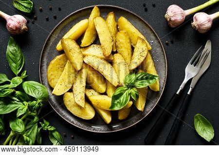 Fried French Fries.
Baked Potatoes With Spices And Garlic.