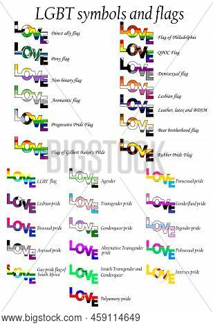 Lgbt Flag Set Including Progressive, Standard, Bisexual, Polyamory, Asexual, Aromantic, Philadelphia