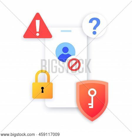 Notification On Smartphone. New Messages, Lock Screen And Warning. Personal Information Protection. 