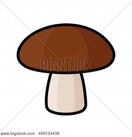 Mushroom, Single Oblect, Vector Illustration, Autumn Season Symbol, Thick Black Outline, Not Editabl