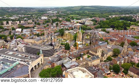 Aerial View Over The City Of Oxford With Oxford University - Travel Photography
