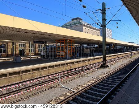 Platform At Mannheim Central Train Station - Mannheim, Germany - May 14, 2022