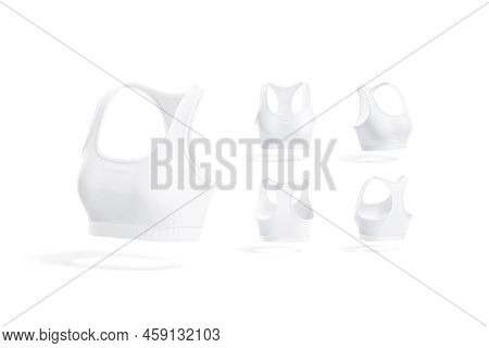 Blank White Woman Sport Top Mockup, Different Views, 3d Rendering. Empty Racerback Singlet Underwear