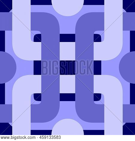 A Seamless Background Of Blue Rounded Rectangels Vector Illustration