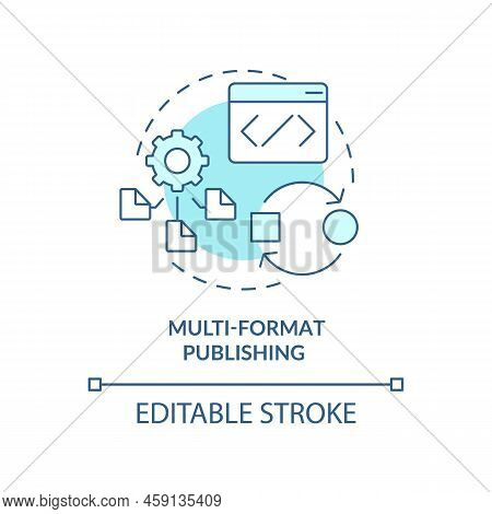 Multi-format Publishing Turquoise Concept Icon. Lcms Feature Abstract Idea Thin Line Illustration. O