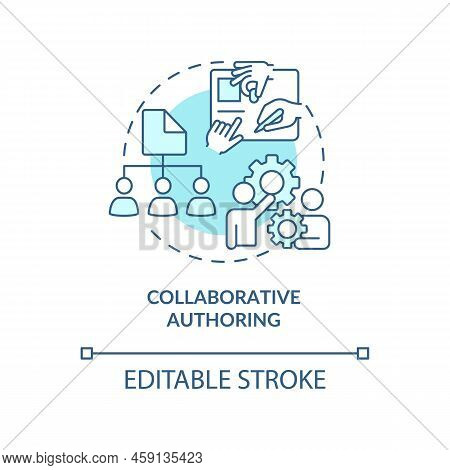Collaborative Authoring Turquoise Concept Icon. Lcms Characteristic Abstract Idea Thin Line Illustra