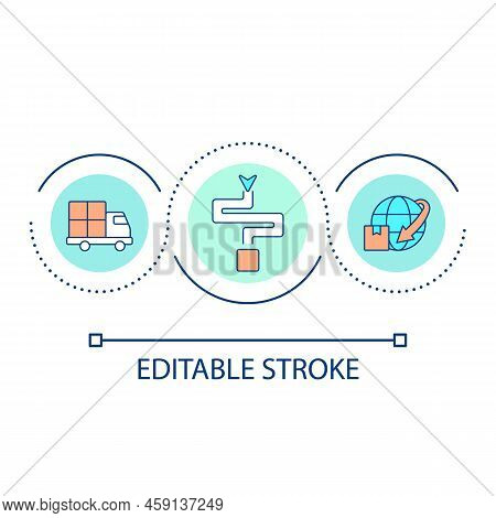 Delivery Routes And Transport Loop Concept Icon. International Logistics. Supply Chain Management Ab