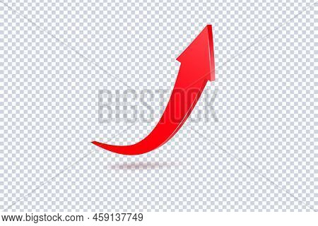 Growing Red Arrow Up. Growth Chart Sign. Flexible Arrow Indication Statistic. Colorful Curve Arrow O