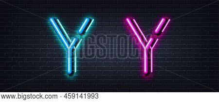 Initial Letter Y Icon. Neon Light Line Effect. Line Typography Character Sign. Large First Font Lett