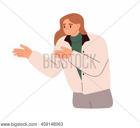 Unhappy Annoyed Woman Gesturing, Explaining Fail. Frustrated Irritated Disappointed Person Making Ex