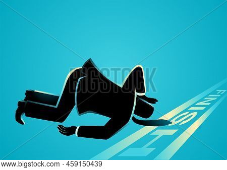 Business Concept Vector Illustration Of A Businessman Fell Down Before Finish Line