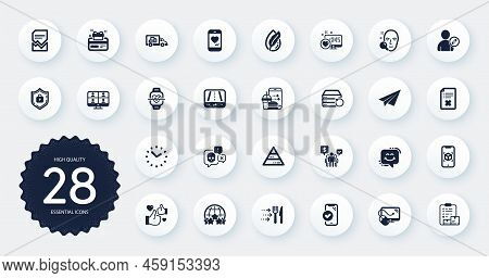 Set Of Technology Icons, Such As Food Delivery, Corrupted File And Like Flat Icons. Approved Phone, 