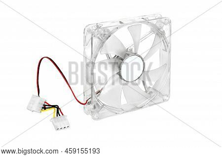 Isolated Image Of Computer Case Fan, Corner Closest To Camera.