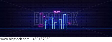 Neon Light Glow Effect. Column Chart Line Icon. Financial Graph Sign. Stock Exchange Symbol. Busines