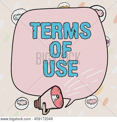 Writing Displaying Text Terms Of Use. Business Idea Established Conditions For Using Something Polic