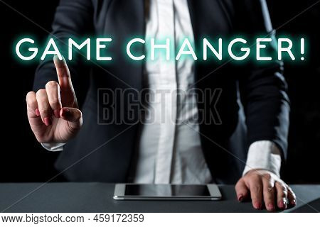 Handwriting Text Game Changer. Internet Concept Sports Data Scorekeeper Gamestreams Live Scores Team