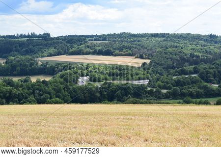 Rural Landscape With The Autobahn A48 In Summer