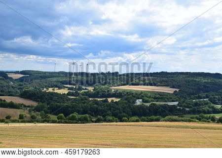 Wind Power Plants On The Hills Of The Eifel