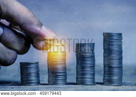Investor Saving Concept, Online Investment Savings, Online Stock Investors, Internet Financial Trans