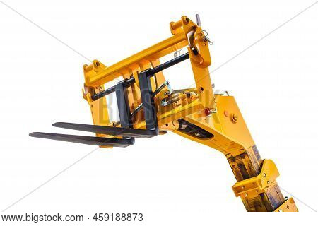 Forklift Isolated On White Background, Industrial Equipment