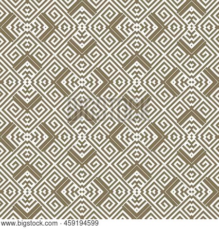 Gold Elegant Traditional Seamless Pattern. Greek Zigzag Vector Background. Patterned Repeat Zig Zag 