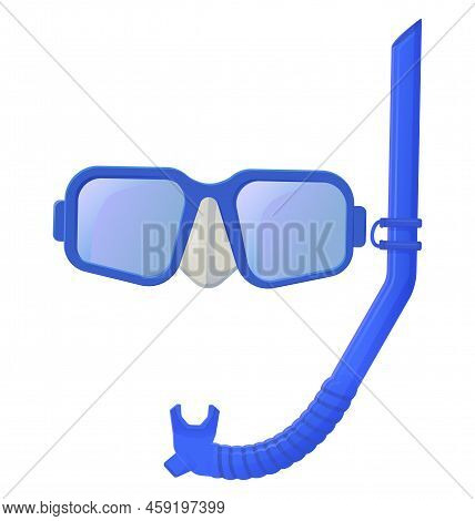 Blue Snorkeling Mask. Diving Equipment , Extreme Summer Vacatiom Leisure Concept. Stock Vector Illus