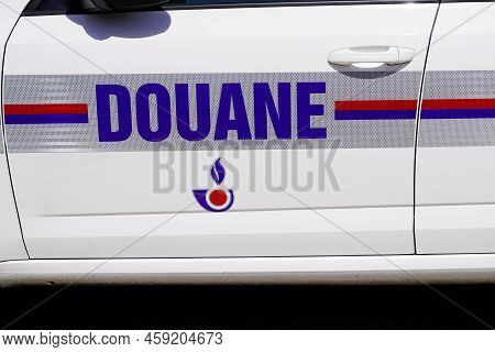Bordeaux , Aquitaine  France - 07 28 2022 : Douane Car Sign Text Means In French Custom House Police