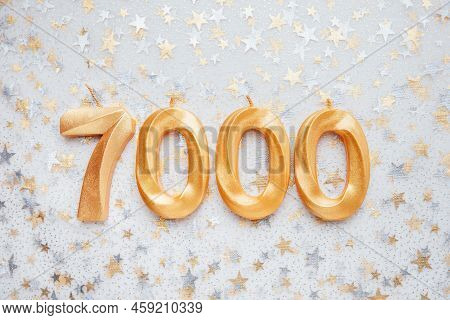 7000 Seven Thousand Followers Card. Template For Social Networks, Blogs. Festive Background Social M