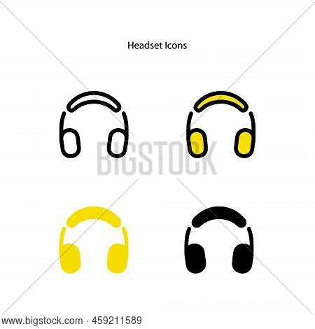 Headset Icons Isolated On A White Background With Different Style. Thin Line Headset Icon Outline Li