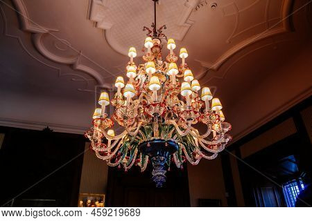 Slatinany, Czech Republic, 17 April 2022:  Castle Chateau Representative Interior With Baroque Woode