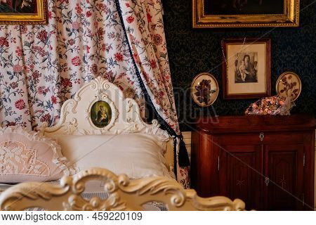 Slatinany, Czech Republic, 17 April 2022: Castle Chateau Representative Interior With Baroque Classi