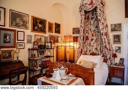 Slatinany, Czech Republic, 17 April 2022: Castle Chateau Representative Interior With Baroque Classi