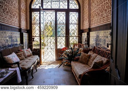 Slatinany, Czech Republic, 17 April 2022:  Castle Chateau Representative Interior With Baroque Carve