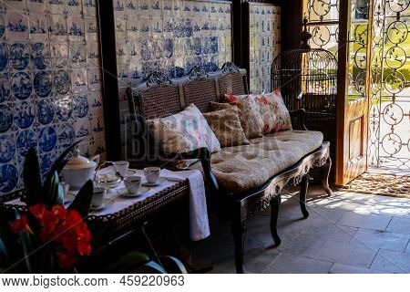 Slatinany, Czech Republic, 17 April 2022:  Castle Chateau Representative Interior With Baroque Carve