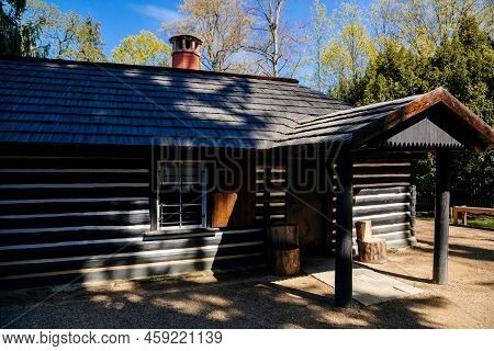 Slatinany, Czech Republic, 17 April 2022: Wooden Village House In The Castle Farm, Park Around The C