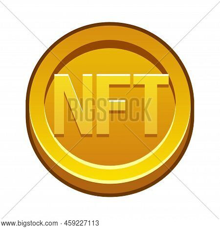 Vector Gold Nft Coin. Cryptocurrency, Nft-token Internet Currency Of The Future