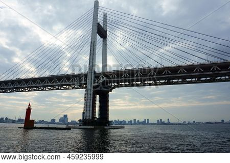 The Yokohama Bay Bridge Is An 860 Metres Cable Stayed Bridge In Yokohama, Japan