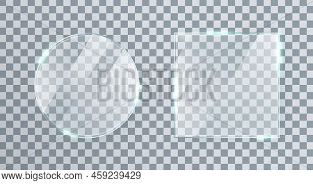 Glass Window Texture Set. Glossy Mirror Panel. Bright Square Screen Effect. Plastic Plate Mockup. Di