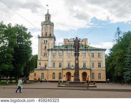Sambir, Ukraine - May, 2022: Town Hall Of Sambir On Market Square Was Built In 1638-1668 And Reconst