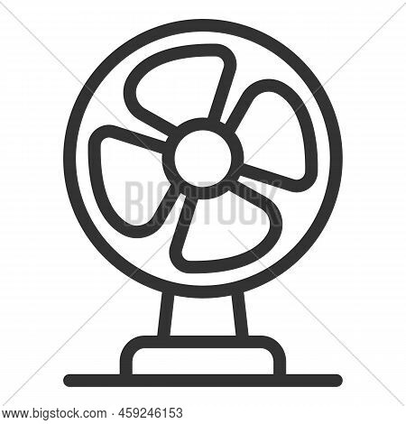 Four-bladed Desktop Fan For Blowing, From The Heat - Sign, Web Icon, Illustration On White Backgroun