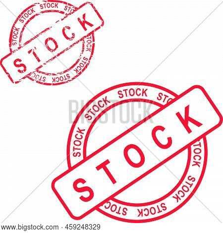 Red Stamp Sticker With Stock Text Set In Vector Format