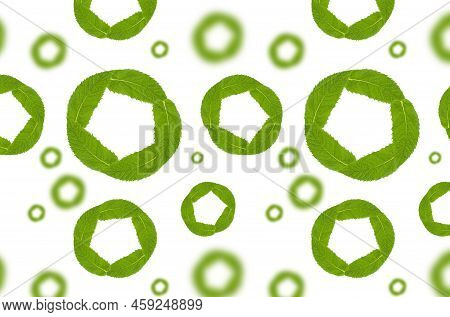 Seamless Pattern With Mint Leaves On White.