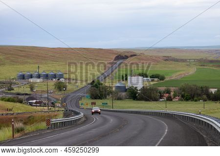 Scenic Road In The Countryside. Washtucna, Washington, United States.