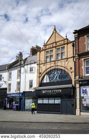 Grantham, Lincolnshire, England- August 2, 2022. Revolution Bar And Lounge Exterior View.