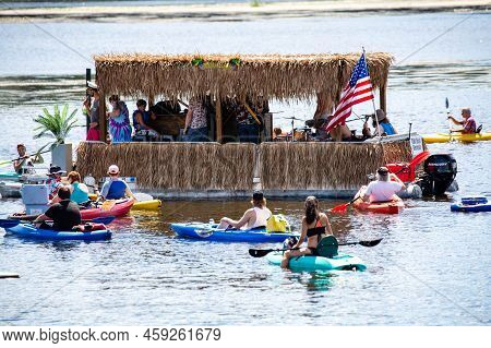 Wausau, Wisconsin, Usa, July, 30, 2022: 8th Annual Paddle Pub Crawl On Lake Wausau And The Wisconsin