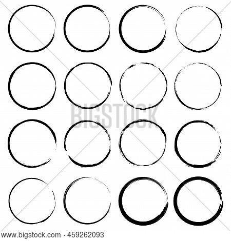 Black Brush Circles. Watercolor Brush Texture. Vector Illustration. Stock Image.