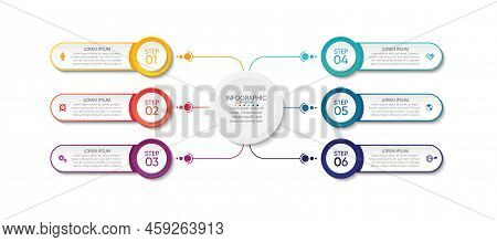 Gradient Infographic Business Template Design With 6 Step