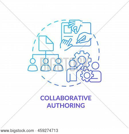 Collaborative Authoring Blue Gradient Concept Icon. Lcms Characteristic Abstract Idea Thin Line Illu